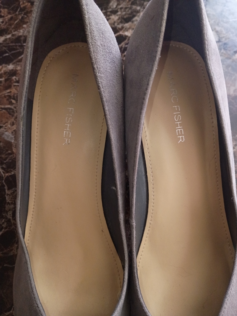 Marc Fisher Gray Suede Pointed-Toe Block Heels - Picture 6 of 9